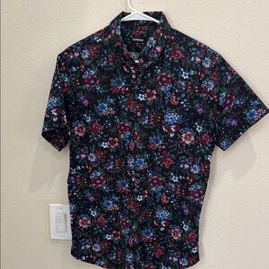 Express Black Floral Casual Button Down Shirt